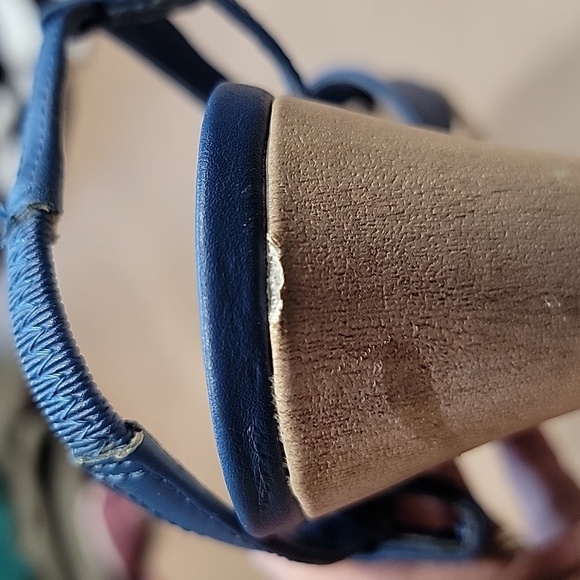 Impo Size 8.5 Vivette Sling Back Open Toe Wedge Sandals. Blue with Silver Accent - Picture 10 of 10